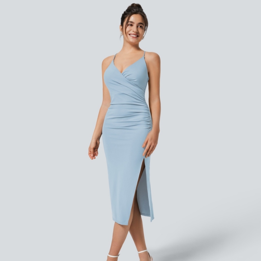 NWT HALARA Softlyzero Airy Crossover Ruched Backless Lace Up Split (Size: XL)